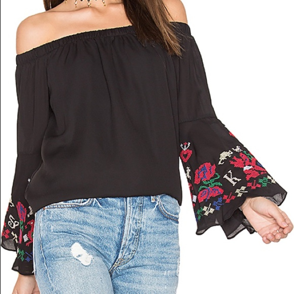 Embroidered off the shoulder top